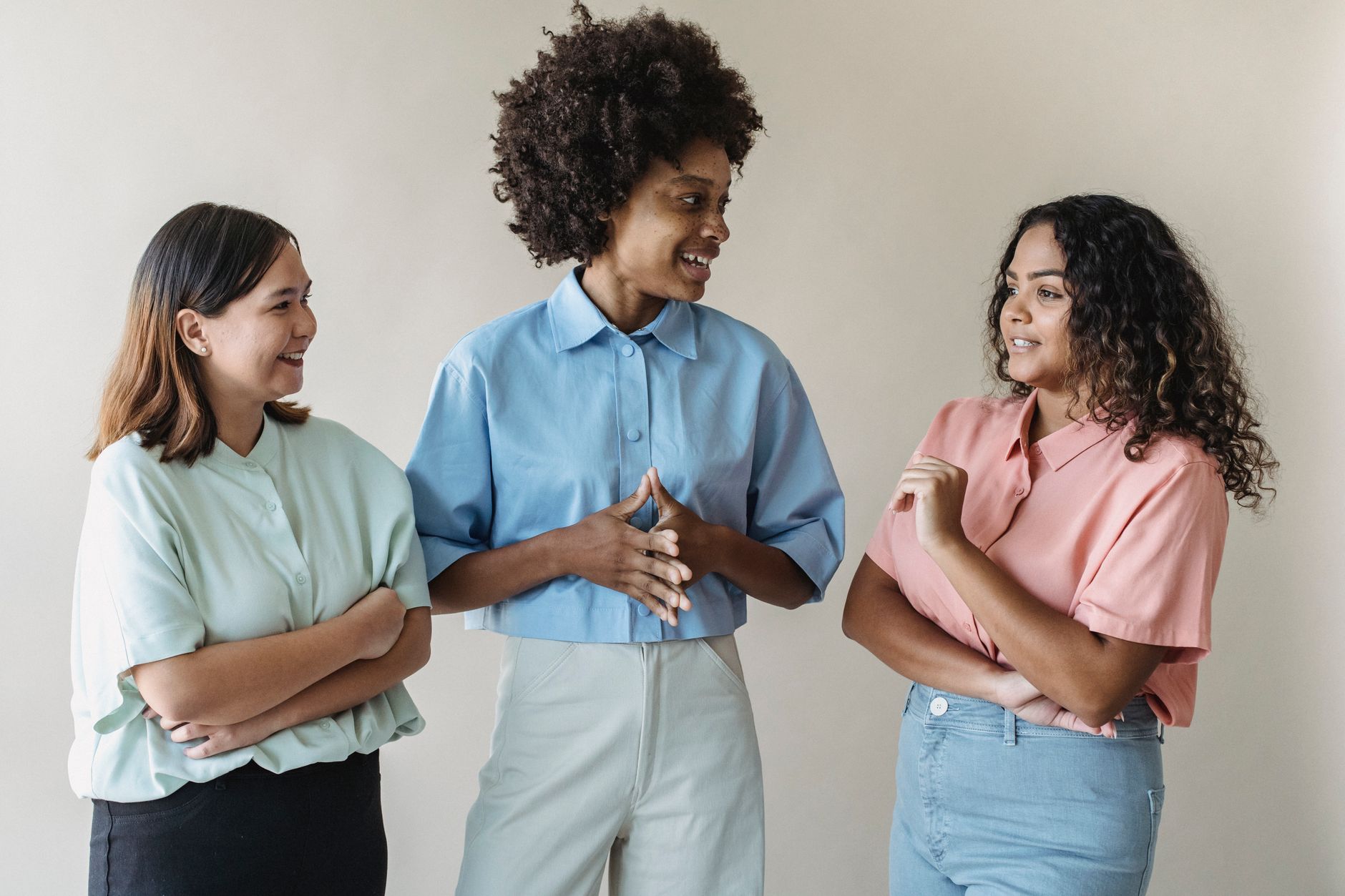 Diverse group having a warm conversation