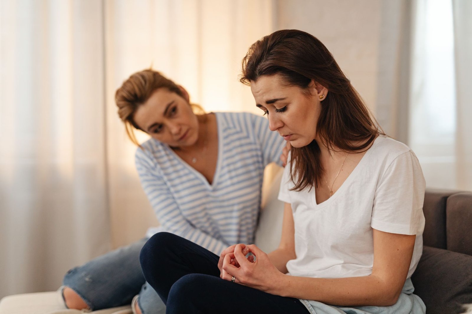 Caring conversation with a worried family member